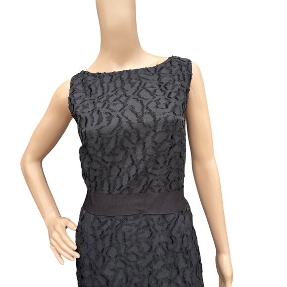 St. John 10 Black Lace Maxi Dress Godet Mermaid Evening Gown Boat Neck - Picture 2 of 12